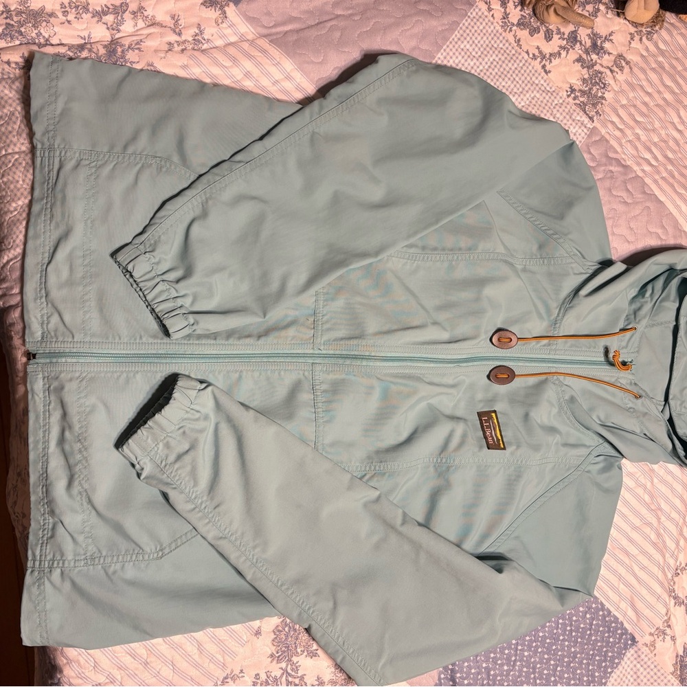 L.L. Bean Women's Light Turquoise Rain Jacket